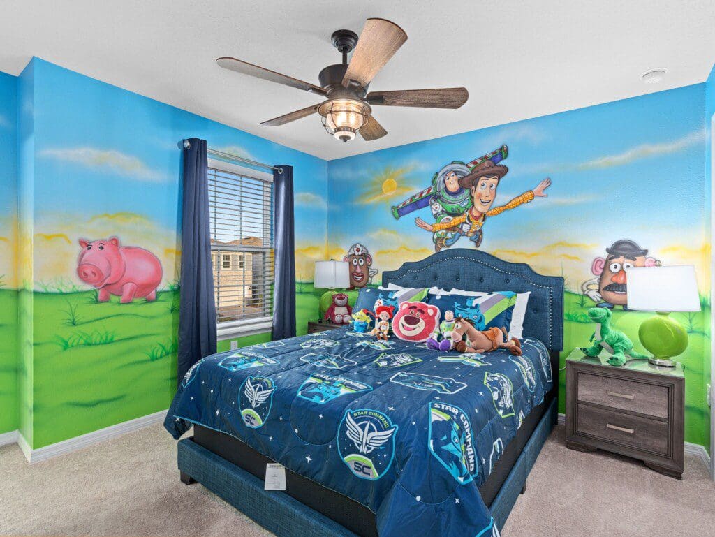 Toy Story queen bed at Chillax Inn Kaipo