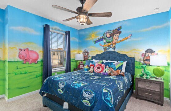 Toy Story queen bed at Chillax Inn Kaipo