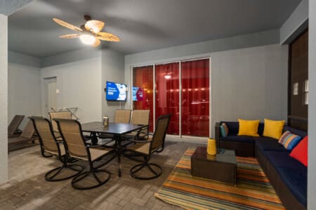 Catch some news or a game by the pool!