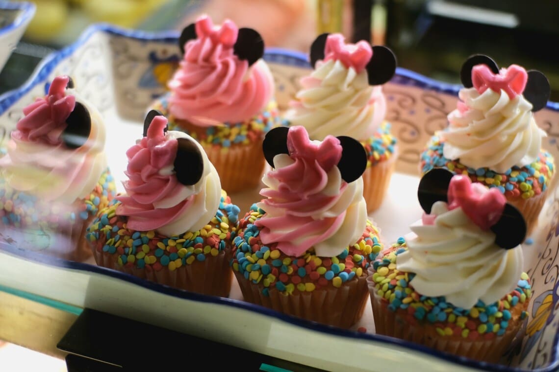 Mickey Mouse ears cupcake from the best snacks at Disney Springs dessert shops
